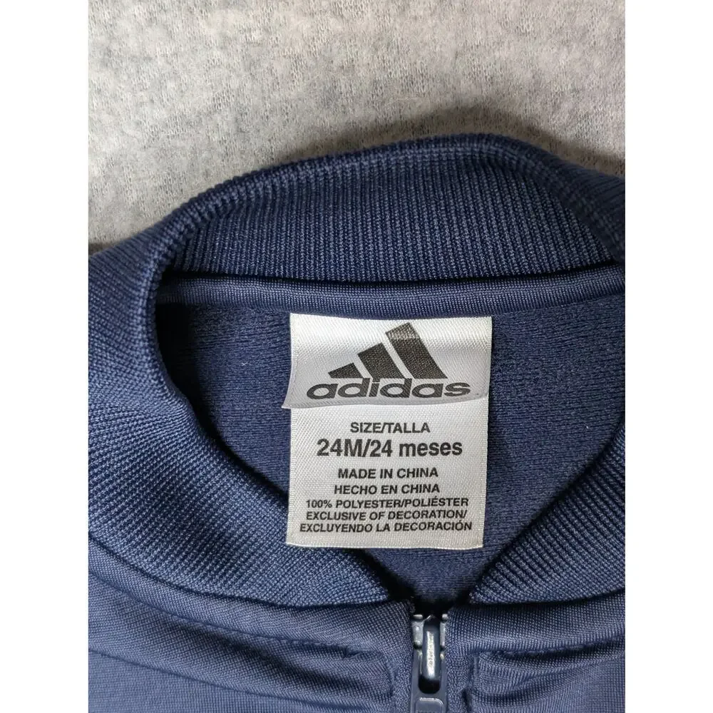 Adidas Tricot Track Suit Toddler 24 Months Full Zip Navy Red Gray Sporty Retro